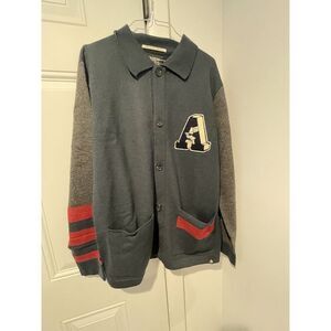 Scotch & Soda Men's Love Peace And Randomness Felted Wool Varsity‎ Sweater Sz L